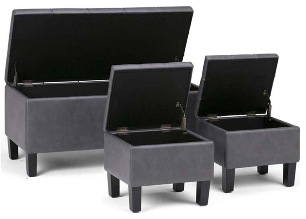 Dover 3 piece Storage Ottoman Bench