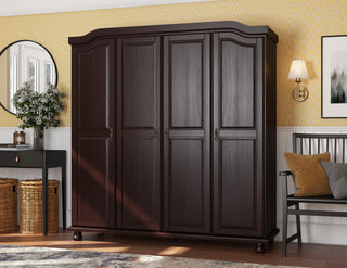 100% Solid Wood Set of 4 Small Shelves Only for Kyle Wardrobes, Java