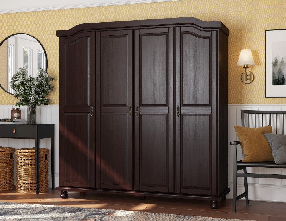 100% Solid Wood Set of 4 Small Shelves Only for Kyle Wardrobes, Java