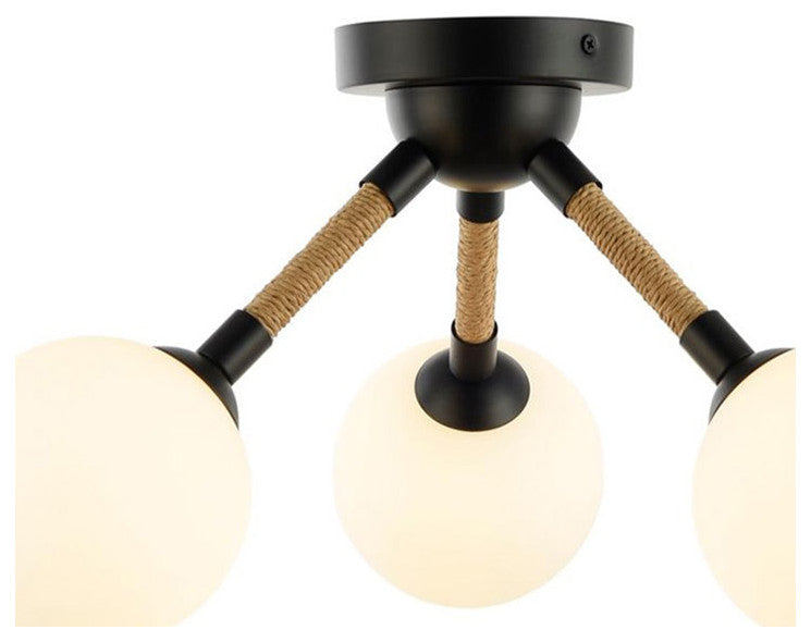 Capilano - 3-Light Semi-Flush Mount - Black