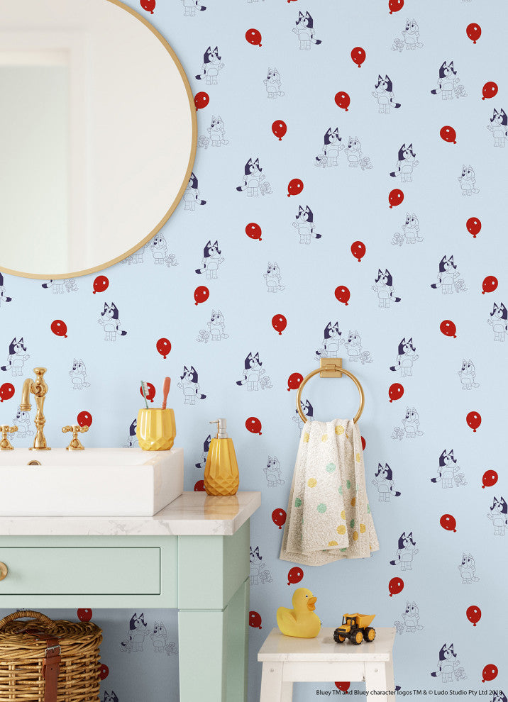 Bluey Keepy Uppy Blue Peel and Stick Wallpaper