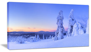Sunset over Frozen Trees, Modern Landscape Canvas Art, 40x20