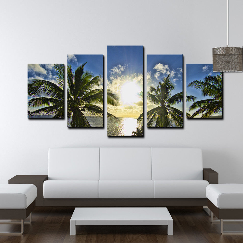 Ready2hangart Chris Doherty 'Niue Palms Sunset' 5-piece Canvas Wall Art