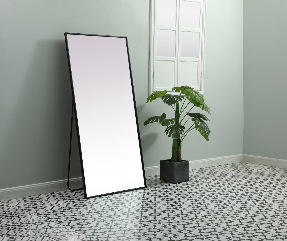Metal Frame Rectangle Full Length Mirror 30X60 Inch, Black