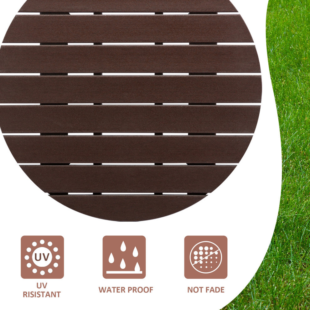 32''D Patio Outdoor Round Coffee Tables, Adirondack Table, Brown