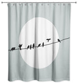Soft Blue Birds on a Line 71x74 Shower Curtain