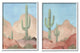 Warm Sunny Desert Cactus Western Landscape, 2pc, each 16 x 20