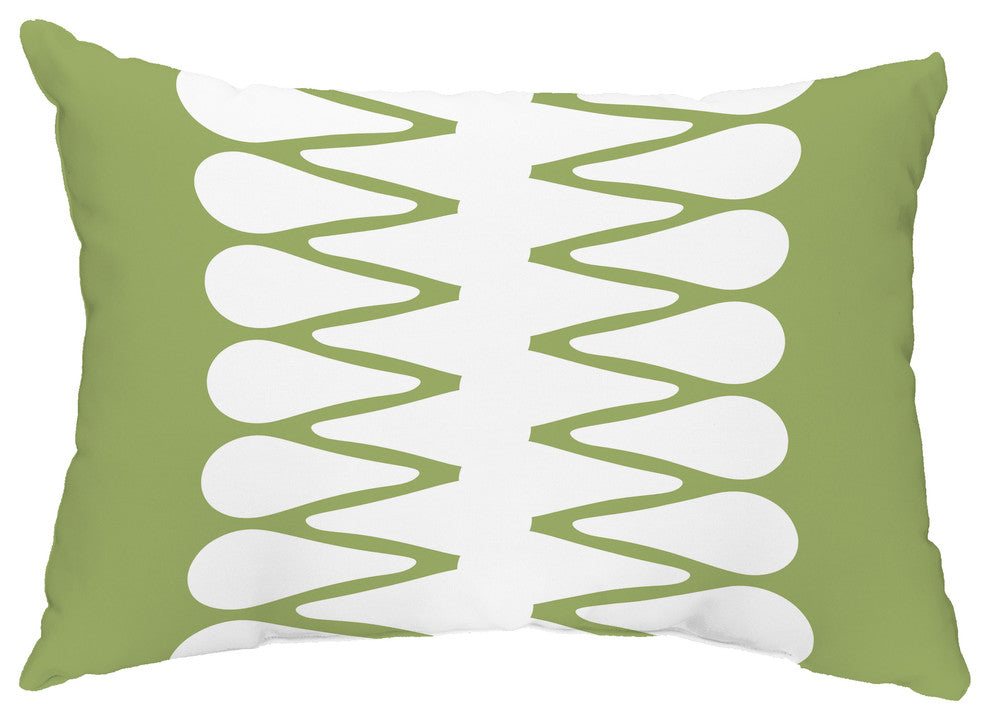 Zipped 14"x20" Abstract Decorative Outdoor Pillow, Green