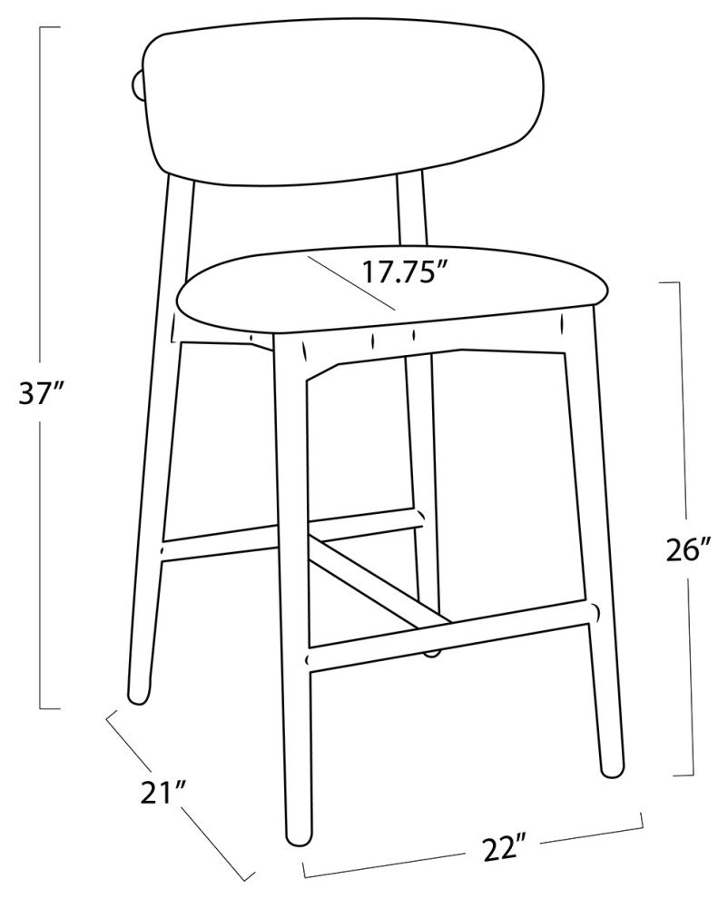 Ethan Leather Counter Stool, Antique Black