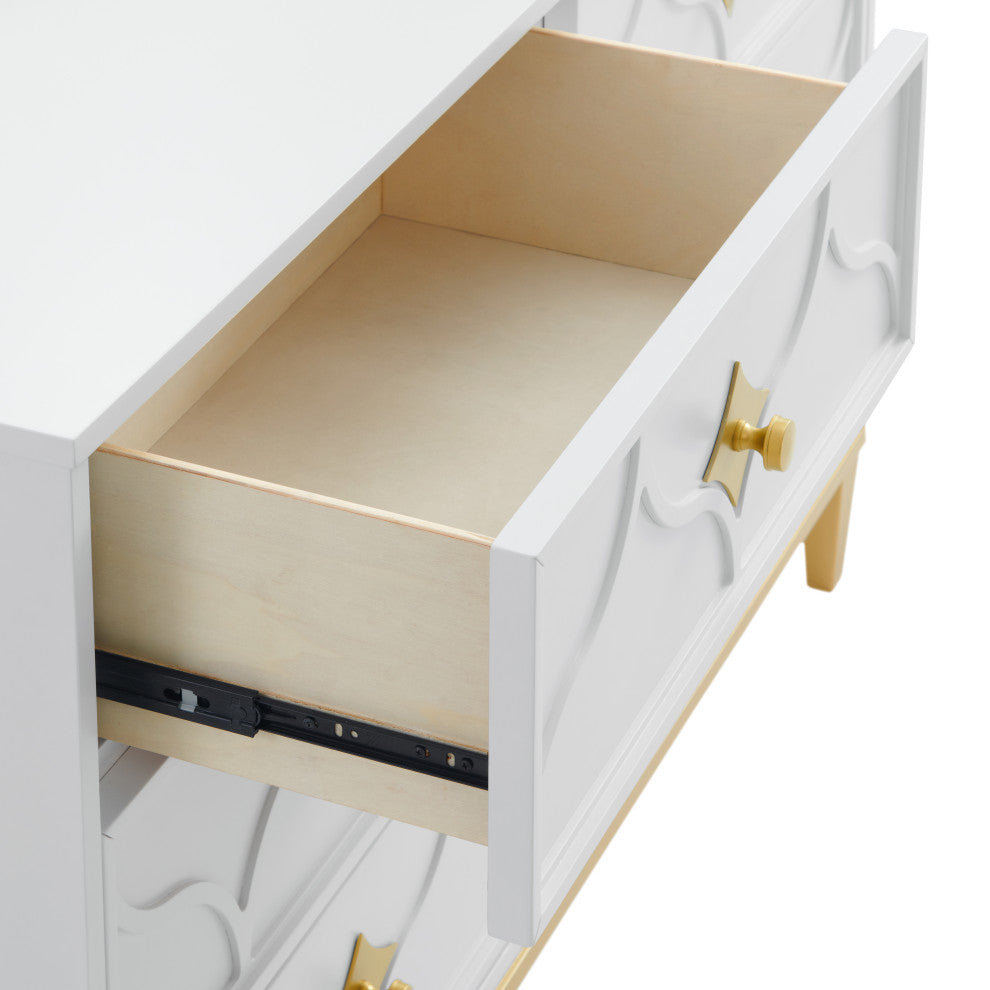 Emma 6-Drawer Dresser, White and Gold