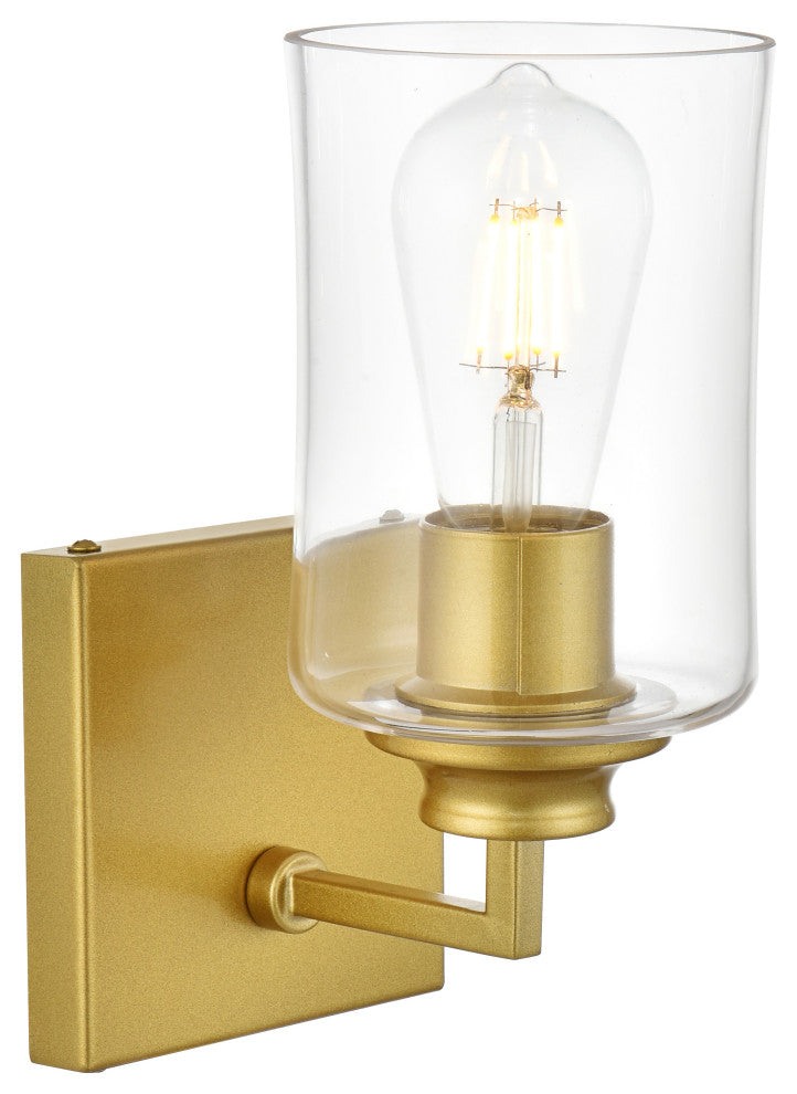 1 Light Brass And Clear Bath Sconce