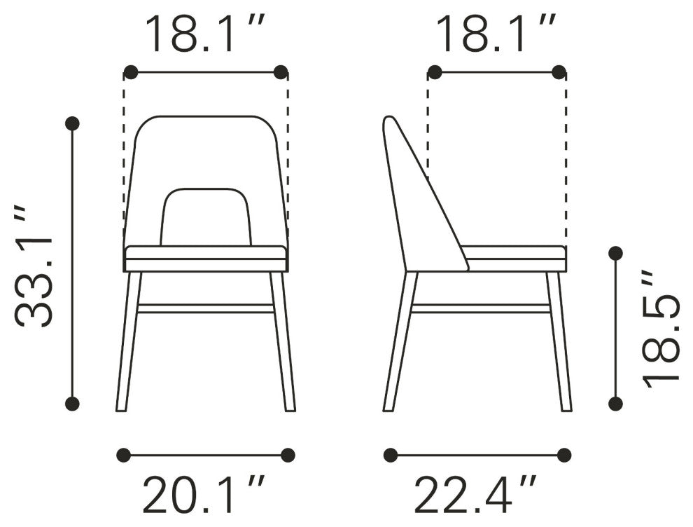 Dining Chair, Set of 2, Fabric, Wood, Gray, Black, Bar Kitchen Cafe Bistro