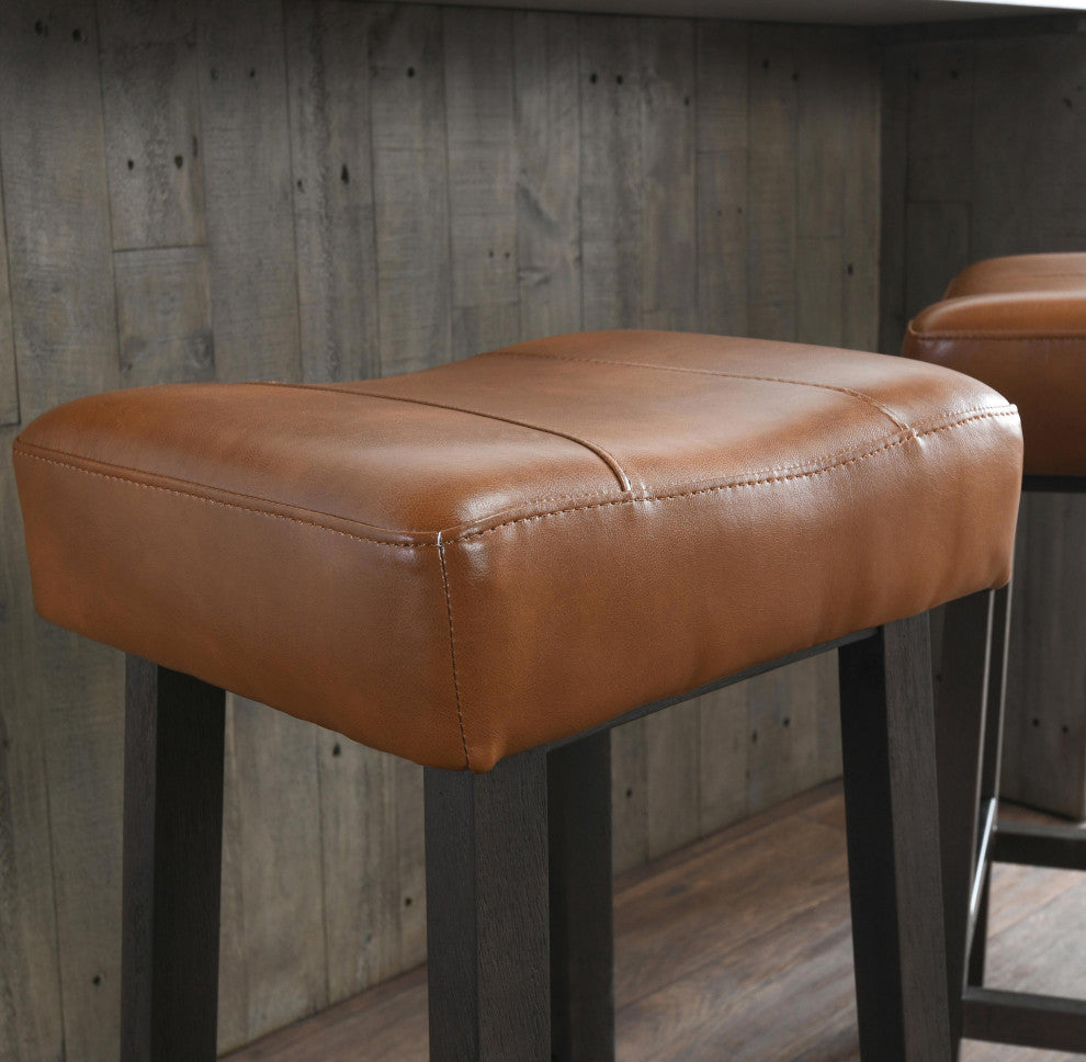 Laurie Backless Counterstool 26", Caramel, Dark Brown Legs
