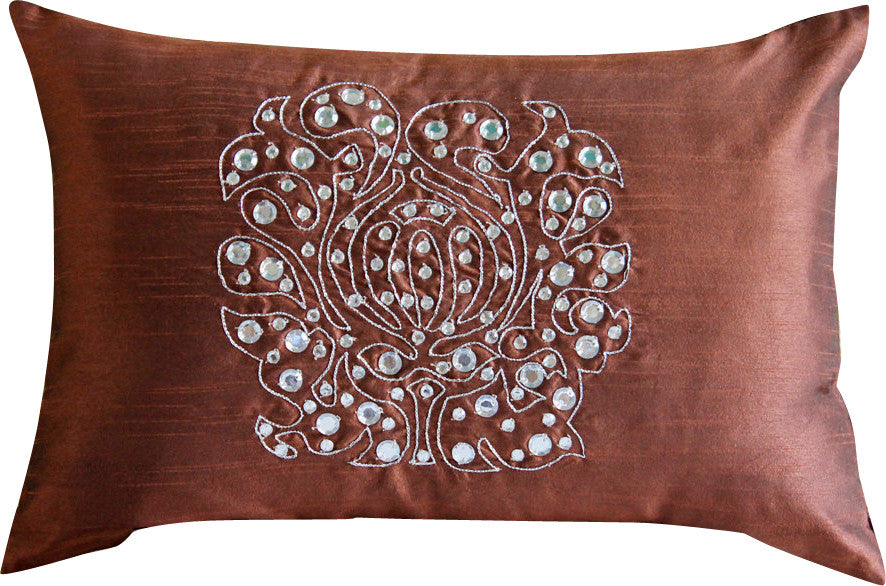 Orange Rectangular Pillow Covers 12"x26" Silk, Crystal Evening