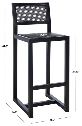 Safavieh Seika Rattan Bar Stool, Black