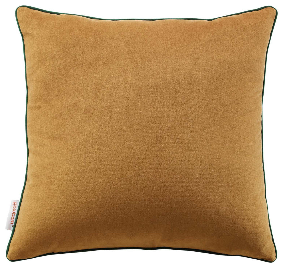 Accent Throw Pillow, Velvet, Brown Green, Modern, Living Lounge Hospitality