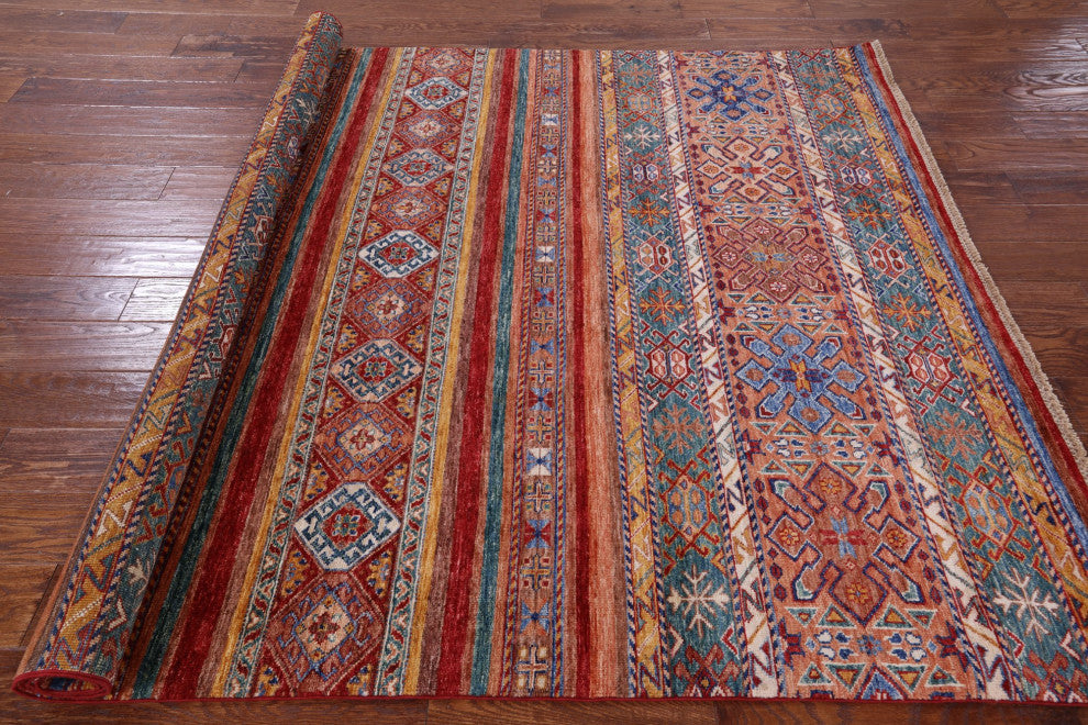 Super Kazak Khorjin Hand Knotted Rug 5' 10" X 7' 11" Q7647