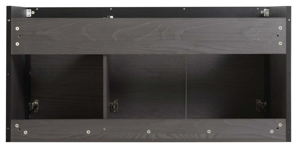 Oakville Wall Mount Bathroom Vanity, Black Coal Oak, 48", Black Hardware