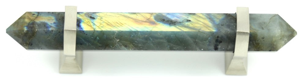 Labradorite Pulls--Drawer Pulls--Closet Handles--Custom Finish, Satin Nickel