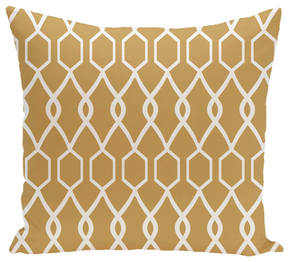 Charleston Geometric Print Pillow, Dijon, 16"x16"