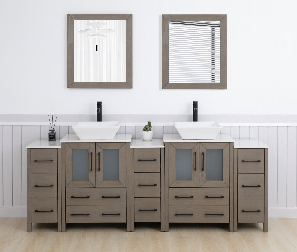 Vanity Art Bathroom Vanity Set With Sink, Driftwood Gray, 84", Standard Mirror