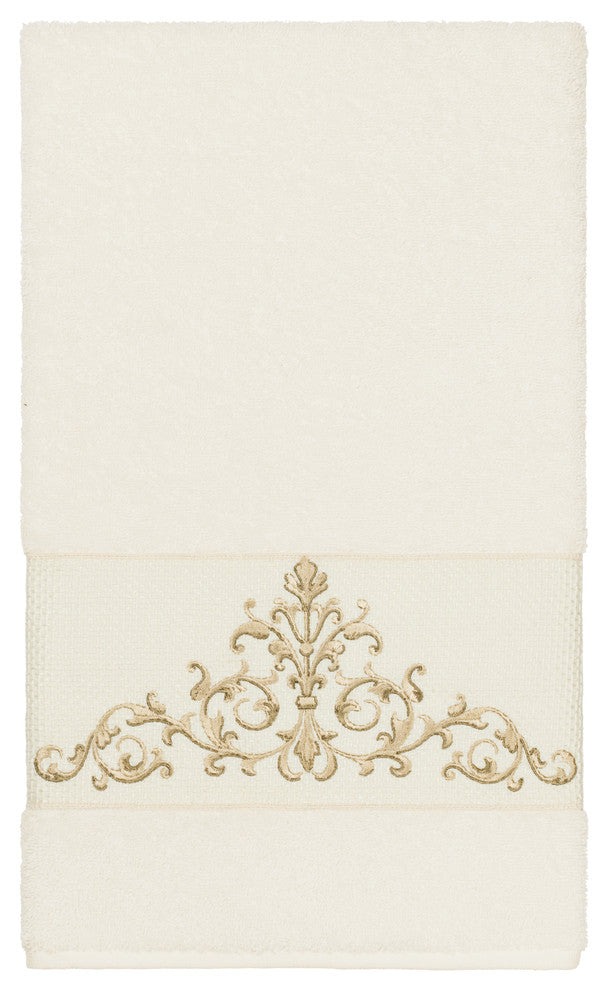 Scarlet Embellished Bath Towel, Cream