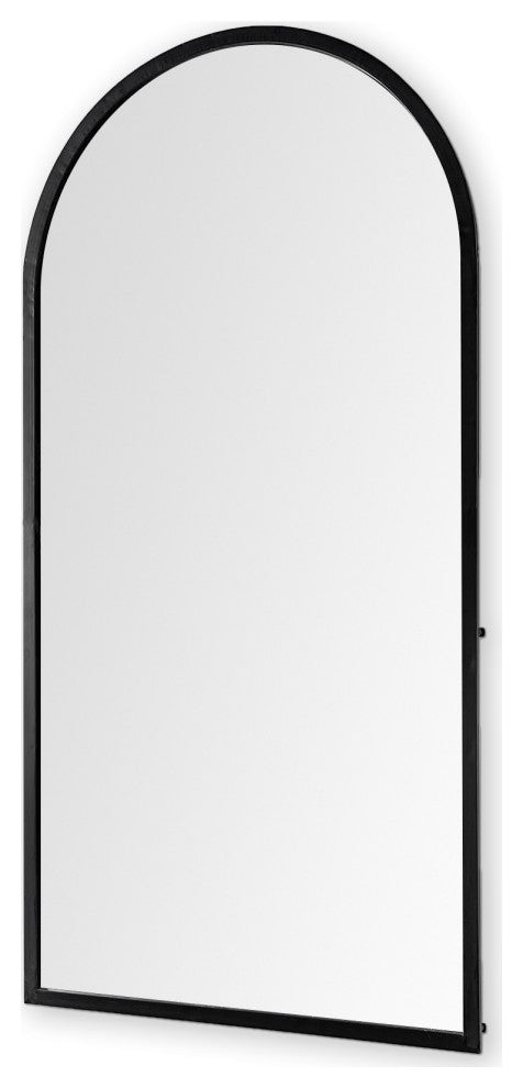 Giovanna Black Metal Frame Arched Rectangular Wall Mirror, 49" x 24"