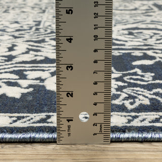 Iris Two-Tone Medallion Blue/ Ivory Area Rug 6'7" x 9'6"