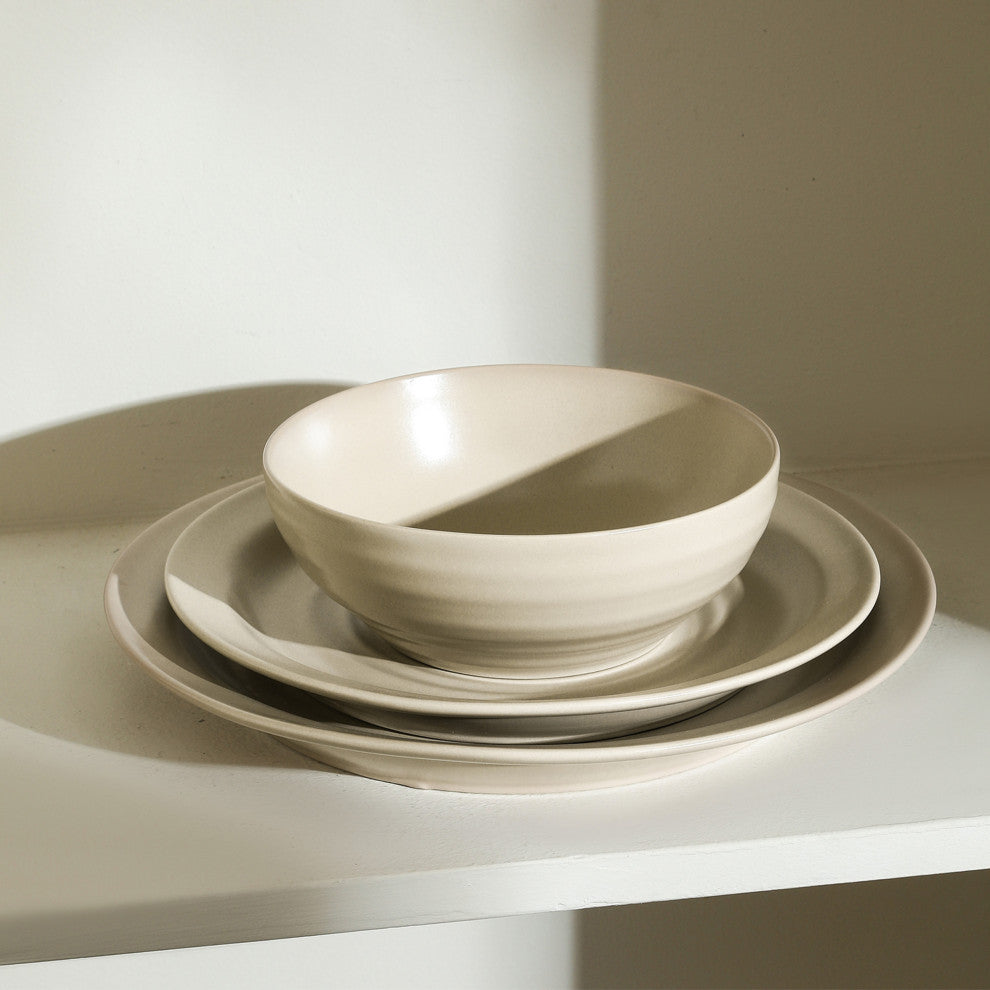 Stone Lain Orbit Stoneware Dinner Plate Set of 4, Beige