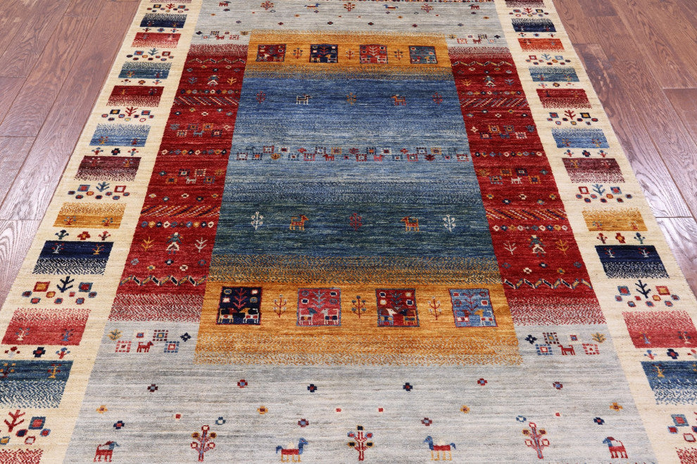 Persian Tribal Gabbeh Handmade Wool Rug 5' 6" X 7' 10" - Q12666