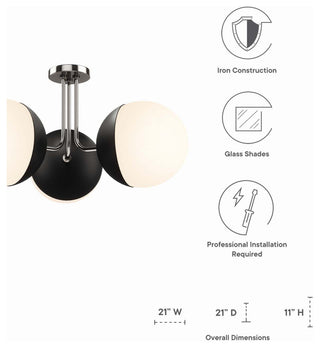 Stellar 3-Light Semi-Flush Ceiling Light, Opal Polished Nickel