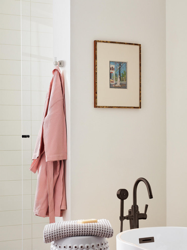 Glacio Contemporary Single Robe Hook, Clear/Brushed Nickel