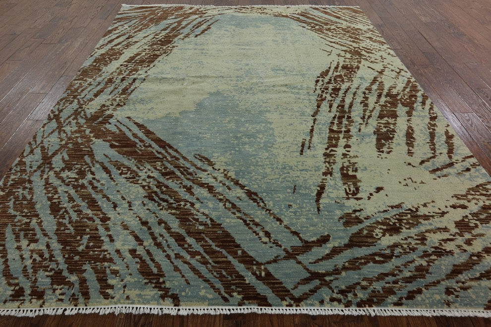 Abstract Multicolor 8'x10' Turkish Knotted Modern Hand Knotted Wool Rug