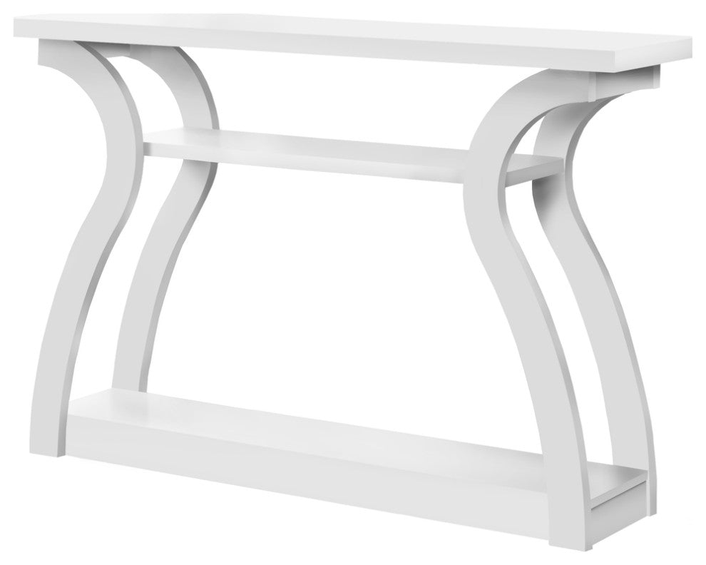 47" White Floor Shelf Console Table With Storage