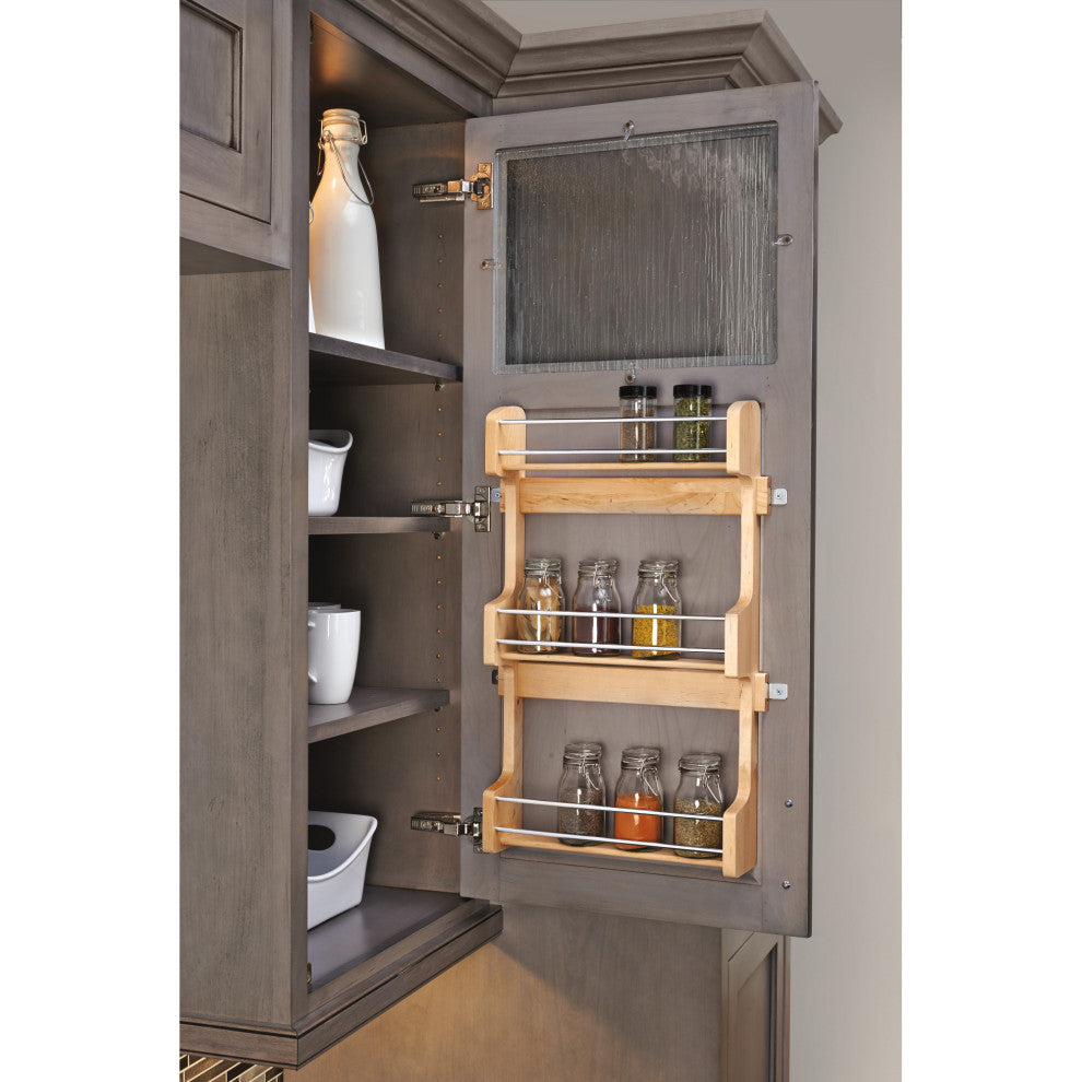 Wood Wall Cabinet Spice Rack Organizer, 13.5"
