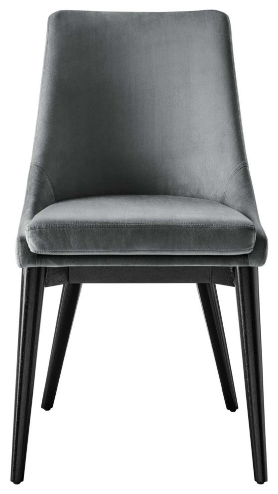 Side Dining Chair, Gray, Velvet, Modern, Kitchen Cafe Bistro Hospitality