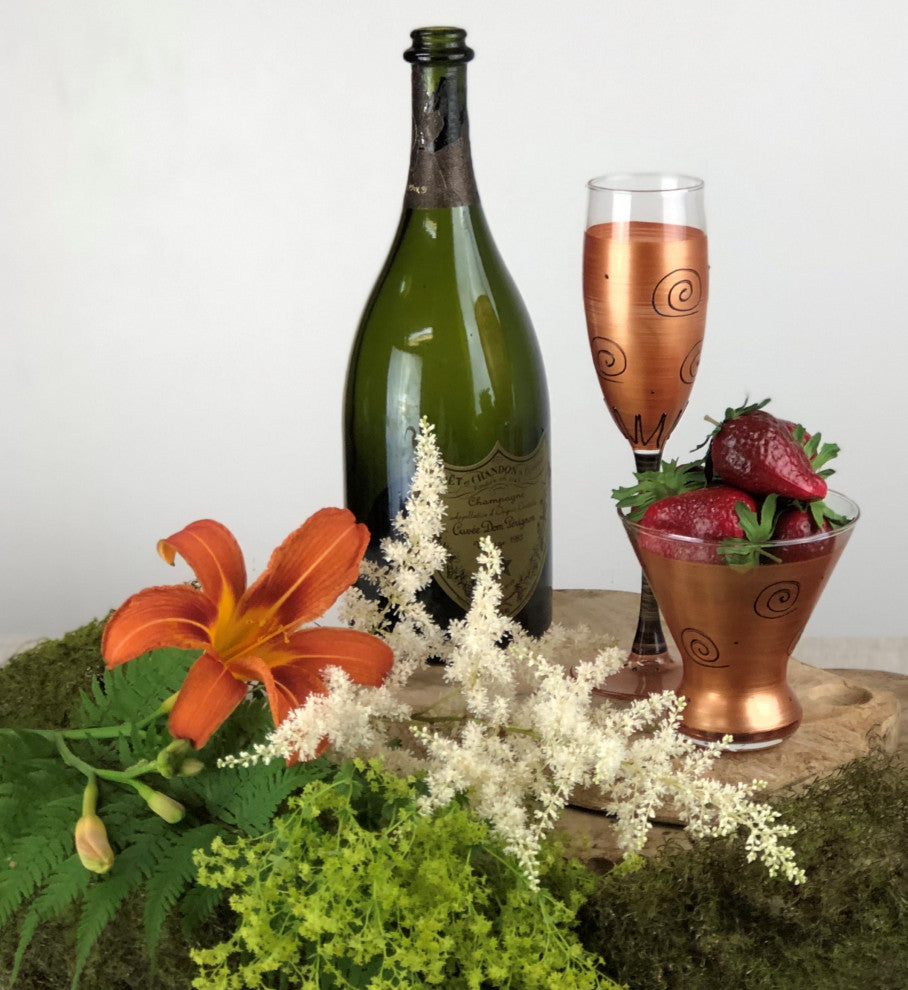 Gold Curl Champagne Glasses, Set of 2