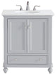 30" Single Bathroom Vanity, Light Grey With Ivory White Engineered Marble