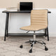 Low Back Armless Ribbed Swivel Task Office Chair, Tan Vinyl, Chrome Frame