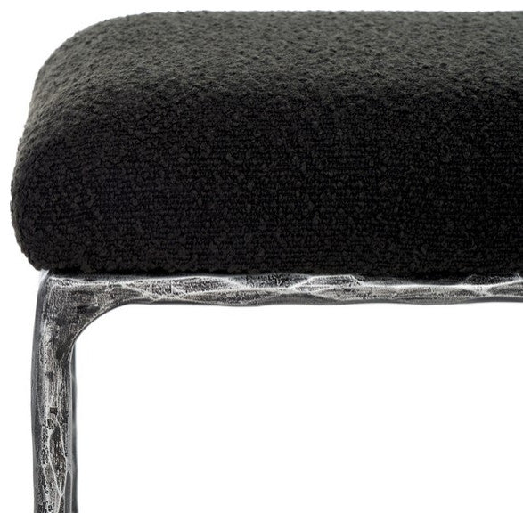 Safavieh Couture Mandy Boucle And Metal Ottoman, Black