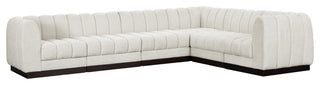 Quinn Chenille Upholstered 6-Piece L-Shaped Modular Sectional, Cream