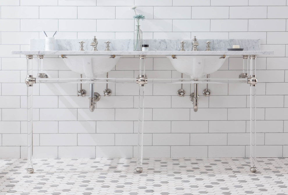 Empire 72" Wide Double Wash Stand, P-Trap, Countertop With Basin, Faucet