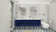 Belli 84" Double Sink Wall Mount Vanity Set, High Gloss Night Blue, Glossy White Top