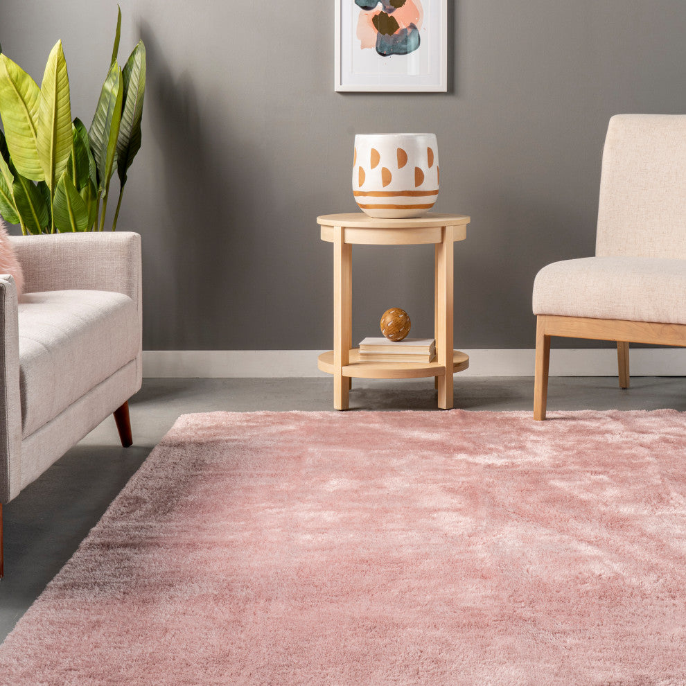 nuLOOM Loni Solid Machine Washable Shag Area Rug, Pink, 8'x10'