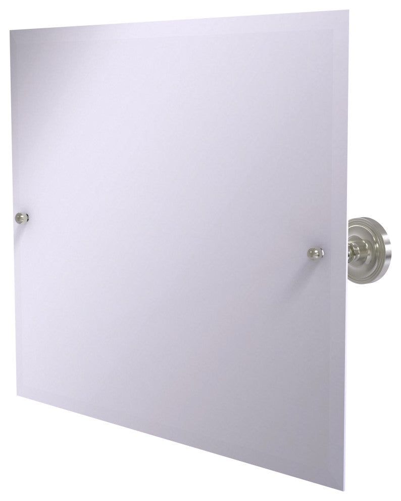Frameless Landscape Beveled Edge Tilt Mirror, Satin Nickel