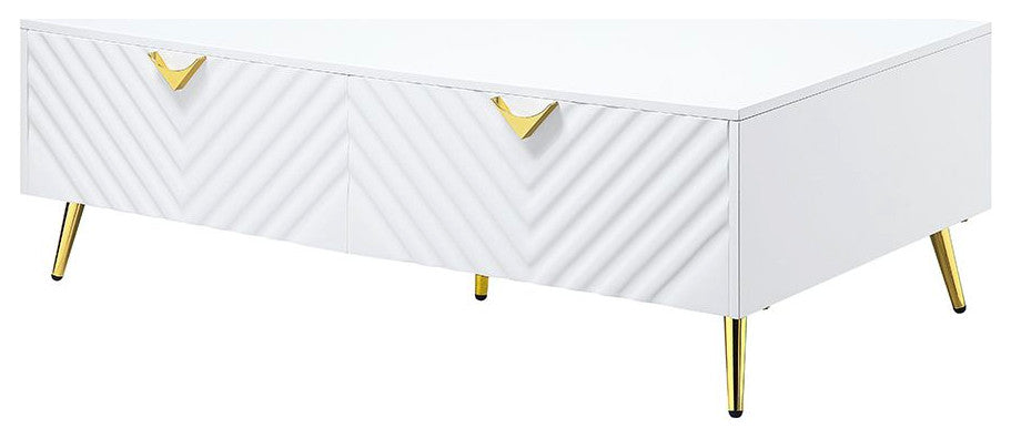 ACME Gaines Coffee Table, White High Gloss Finish