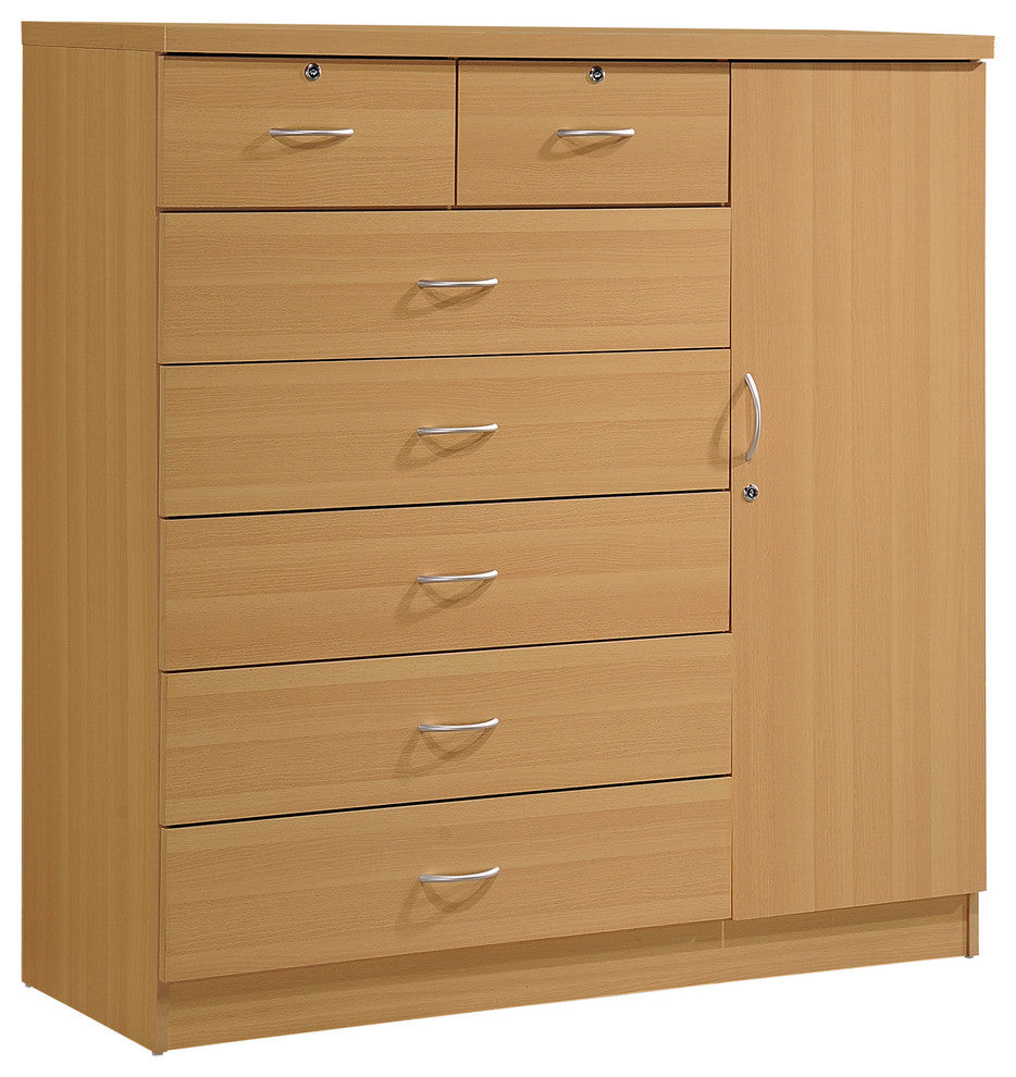 7 Drawer Jumbo Chest, With Additional Door, Beech