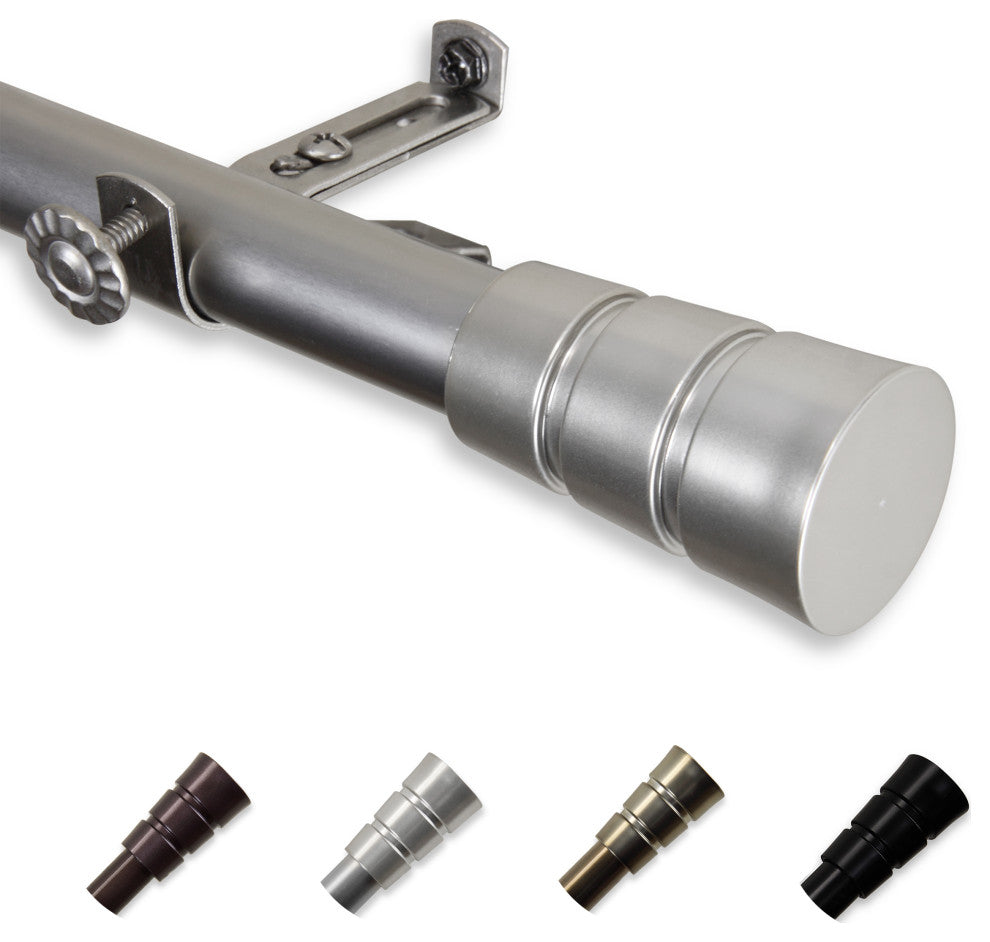 Noah 13/16" Diameter Curtain Rod, Satin Nickel, 18-28"