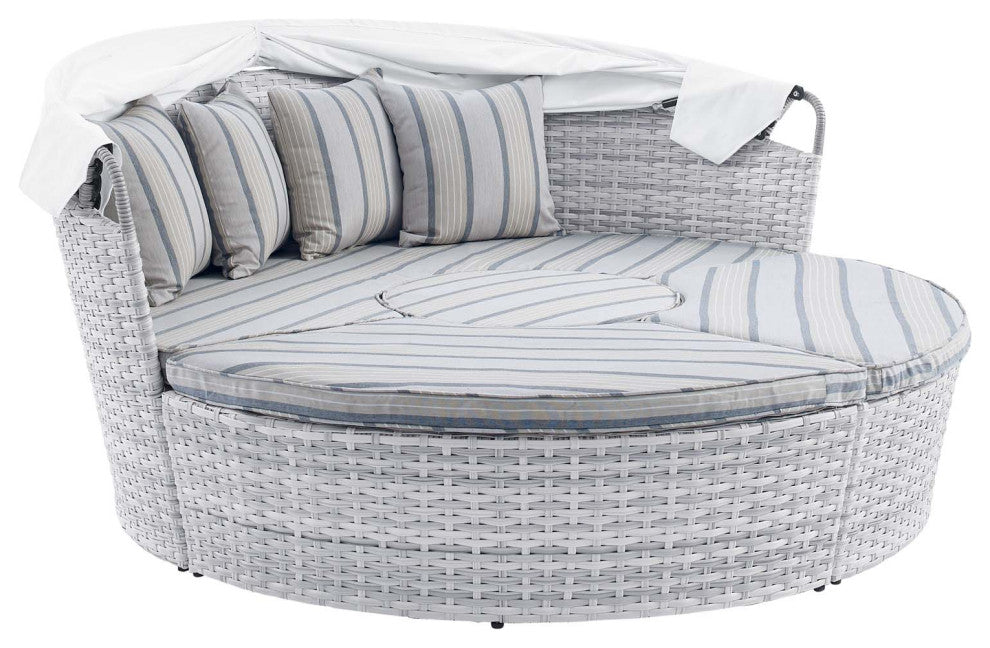 Scottsdale Canopy Sunbrella Outdoor Patio Daybed, Light Gray Pebble
