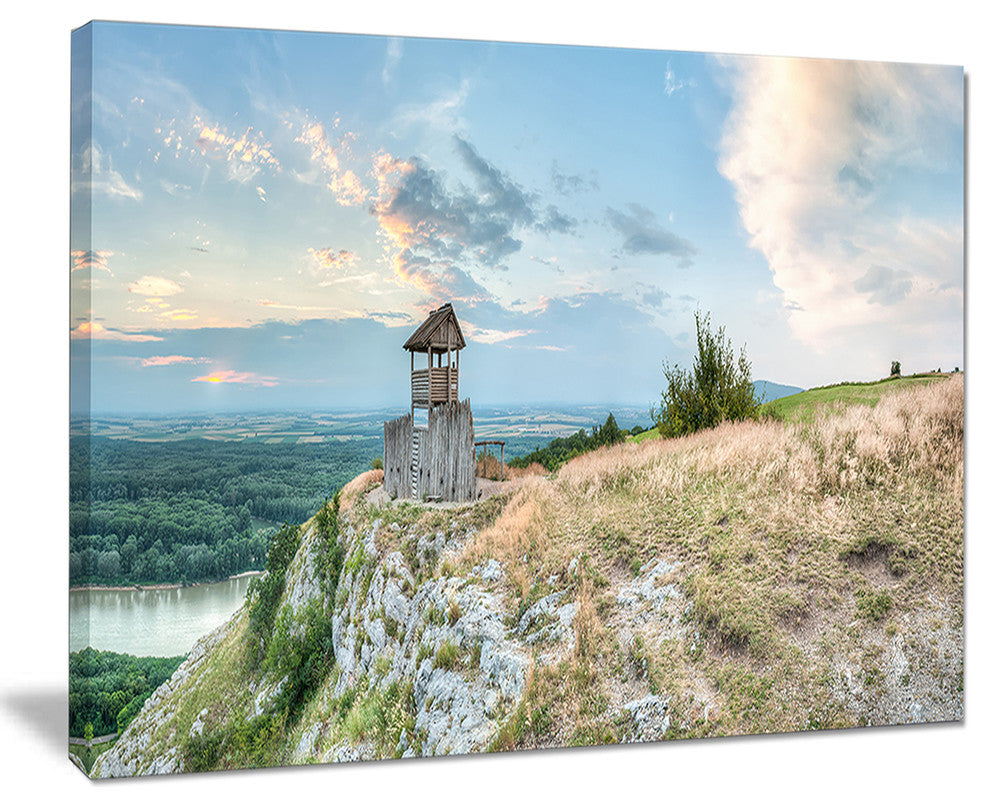 "View Tower on Hill" Panorama Landscape Wall Art Canvas Print20"x12"